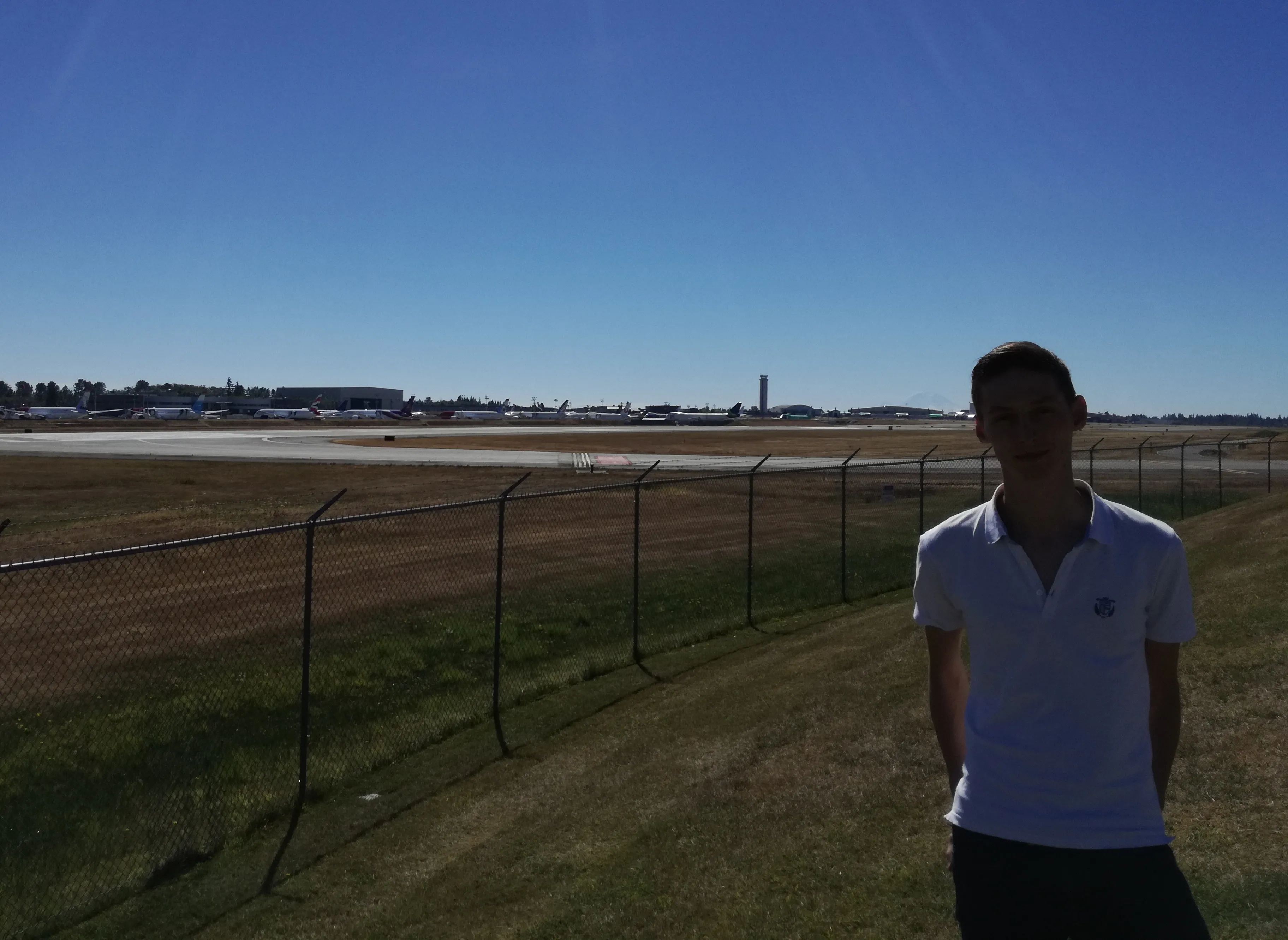 Outside the Boeing factory Picture of me with the Boeing factory in the background
